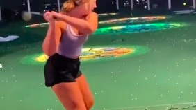 Is this the MOST STAGED FALL seen on a golf driving range?